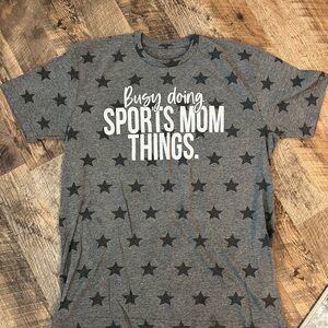 Gray Star Print Sports Mom T-Shirt